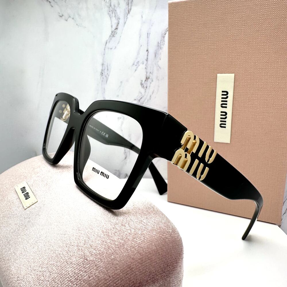 MIU MIU Womens Eyeglasses Black Square Full Rim frames 52-19mm Rx-able Womens - Picture 3 of 16